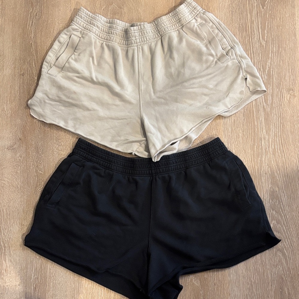 2 Aerie Dual Pack Black and Cream Athletic Shorts. $15 for both.